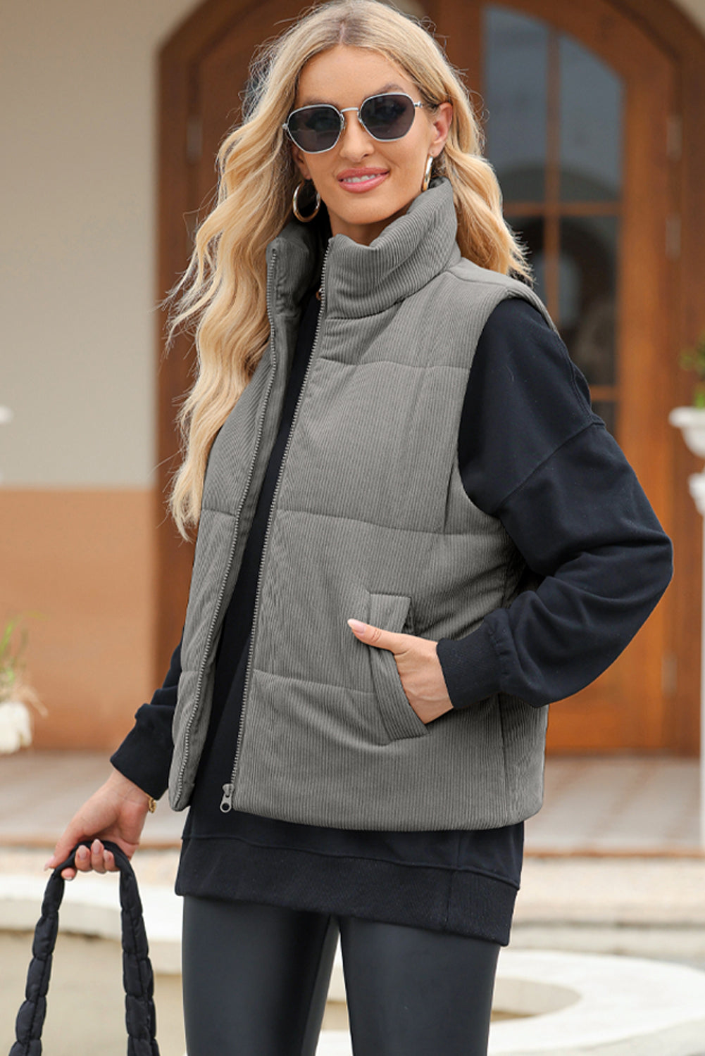 Pocketed Zip Up Turtleneck Vest Coat – Charming Charlie