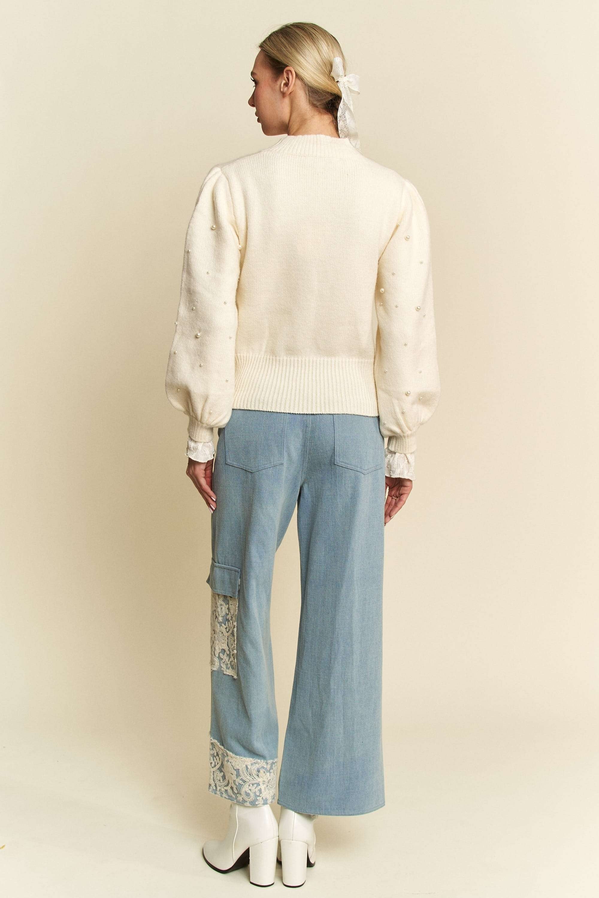 Davi & Dani Lace Applique Wide Leg Jeans – Charming Charlie