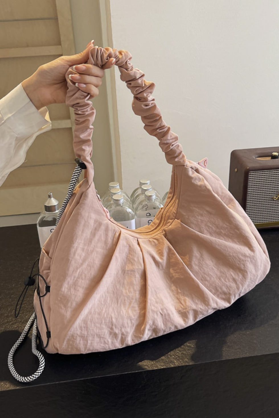 Drawstring Strap Ruched Crossbody Bag – Charming Charlie