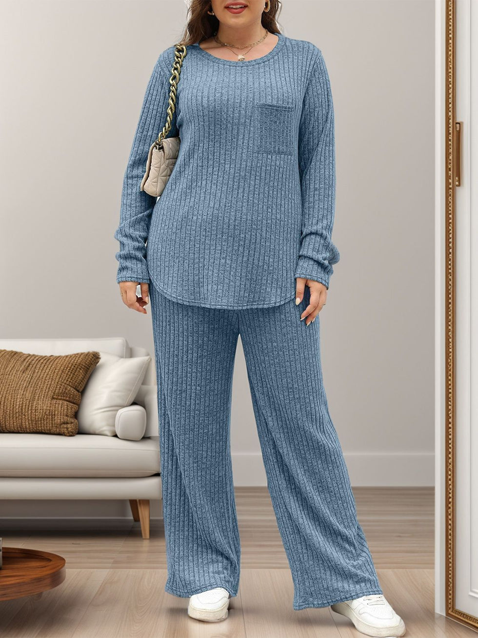 Round Neck Short Sleeve Top and Drawstring Pants Set