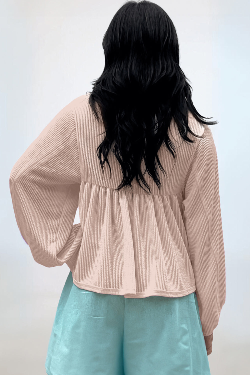 Corded Johnny Collar Long Sleeve Babydoll Blouse – Charming Charlie