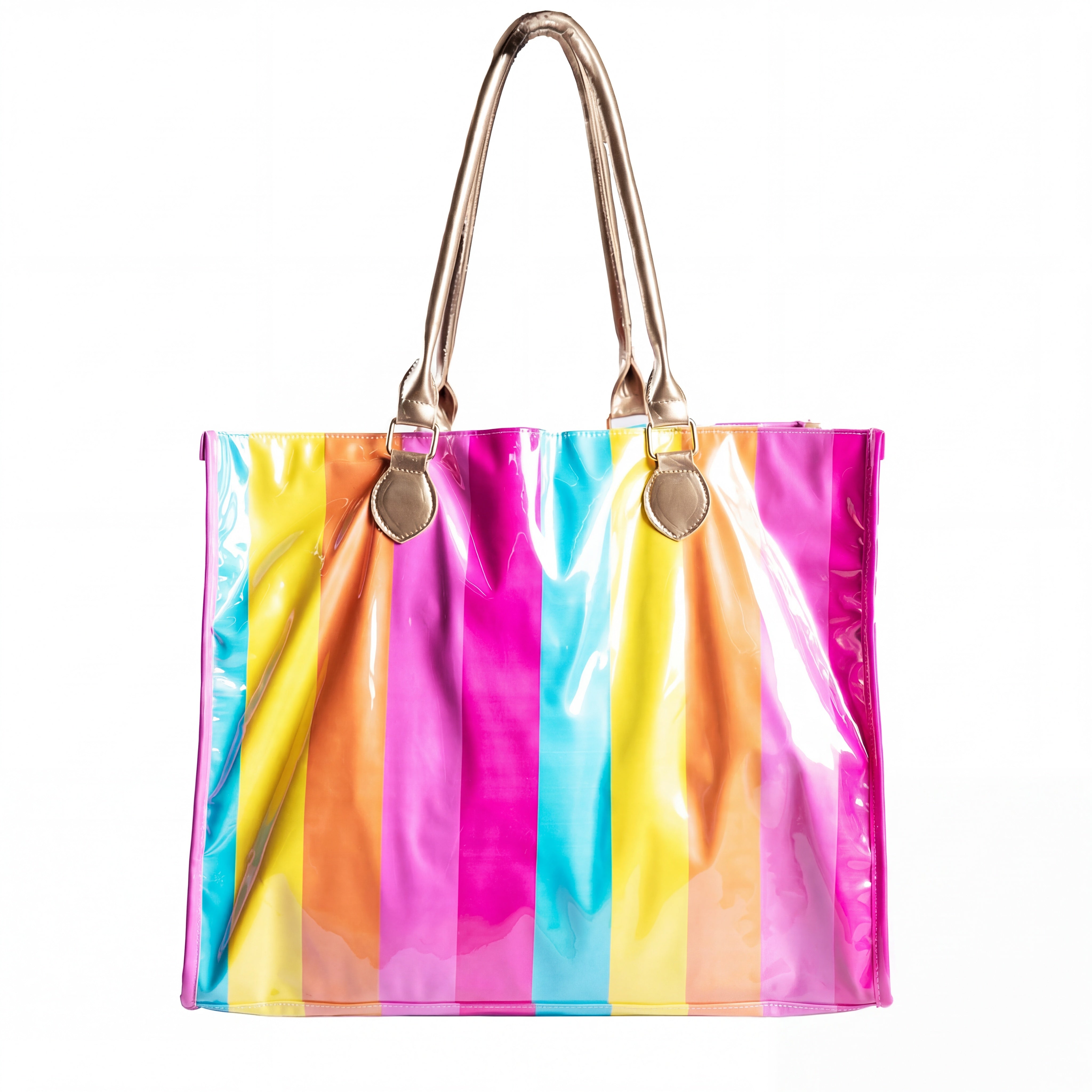 Sunset Stripes Multi Purpose Tote Bag - Stylish PU Leather Bag - Charming Charlie