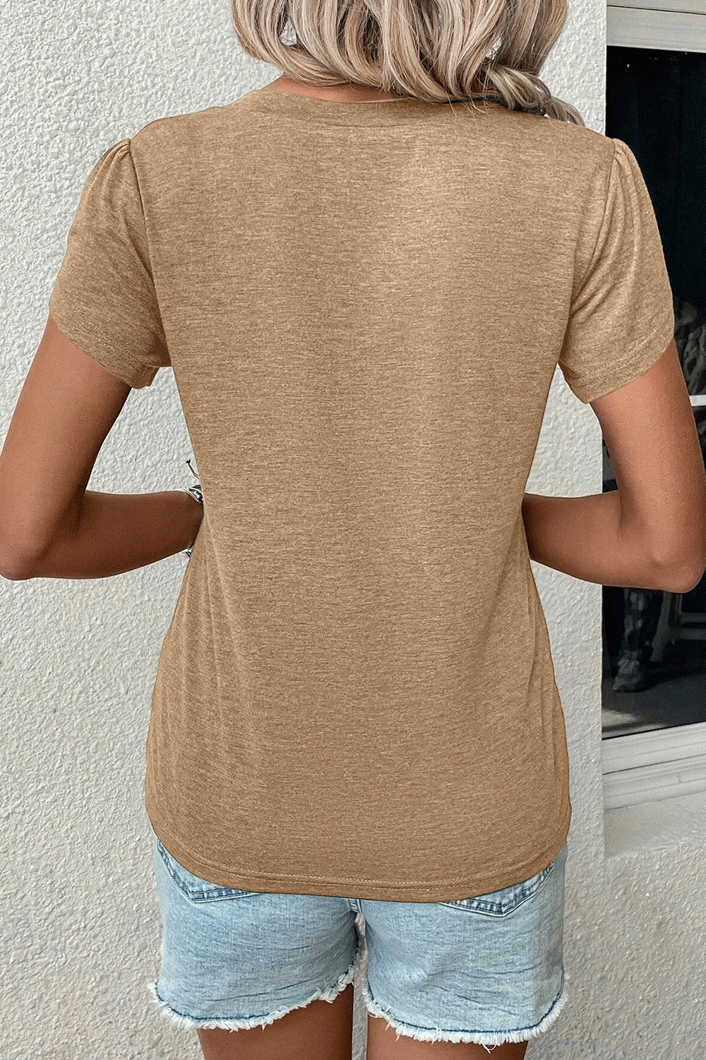 V-Neck Petal Sleeve T-Shirt - Charming Charlie