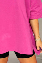 Slit Round Neck Half Sleeve T-Shirt - Charming Charlie