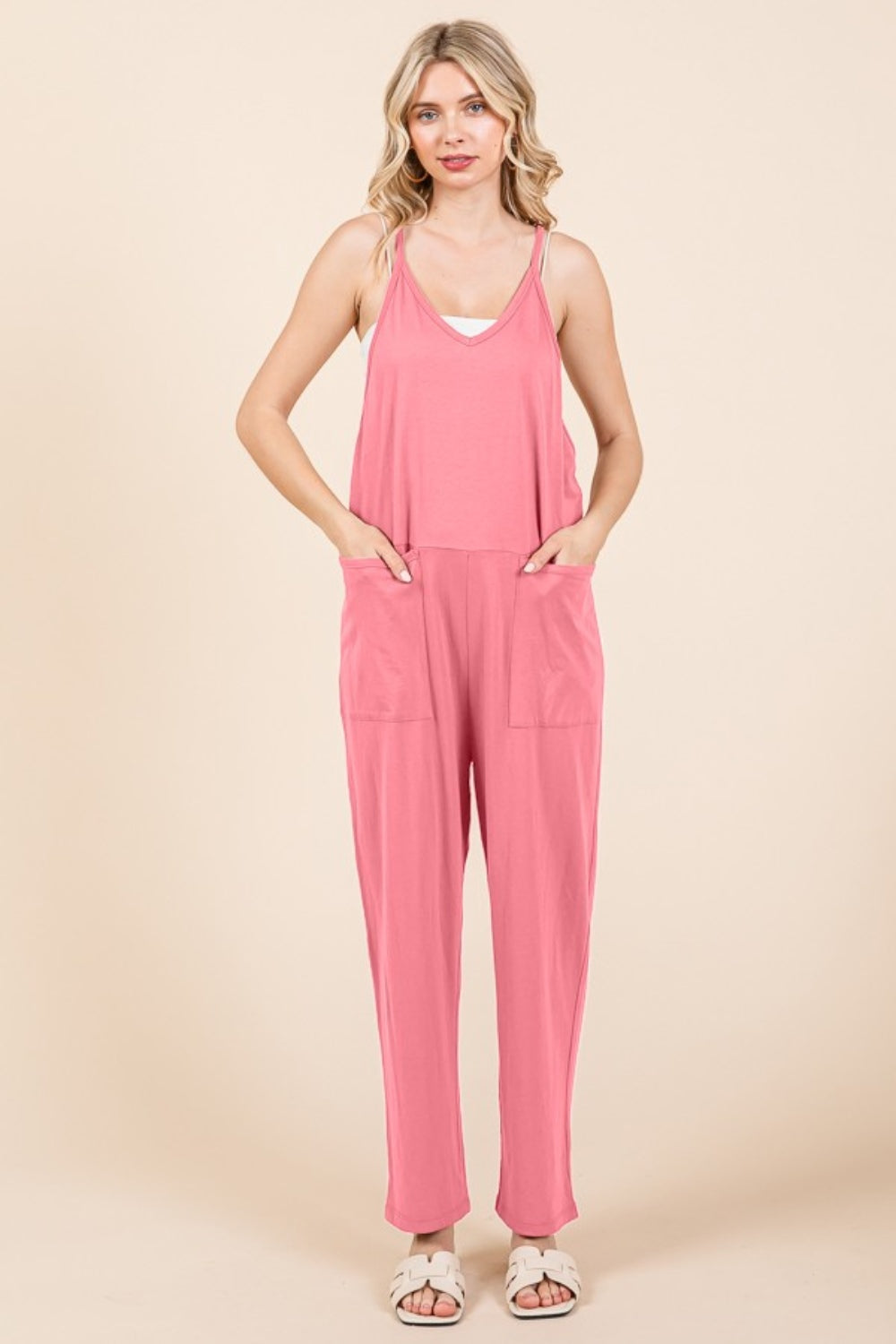 Culture Code Full Size Sleeveless Jumpsuit with Pockets - Charming Charlie