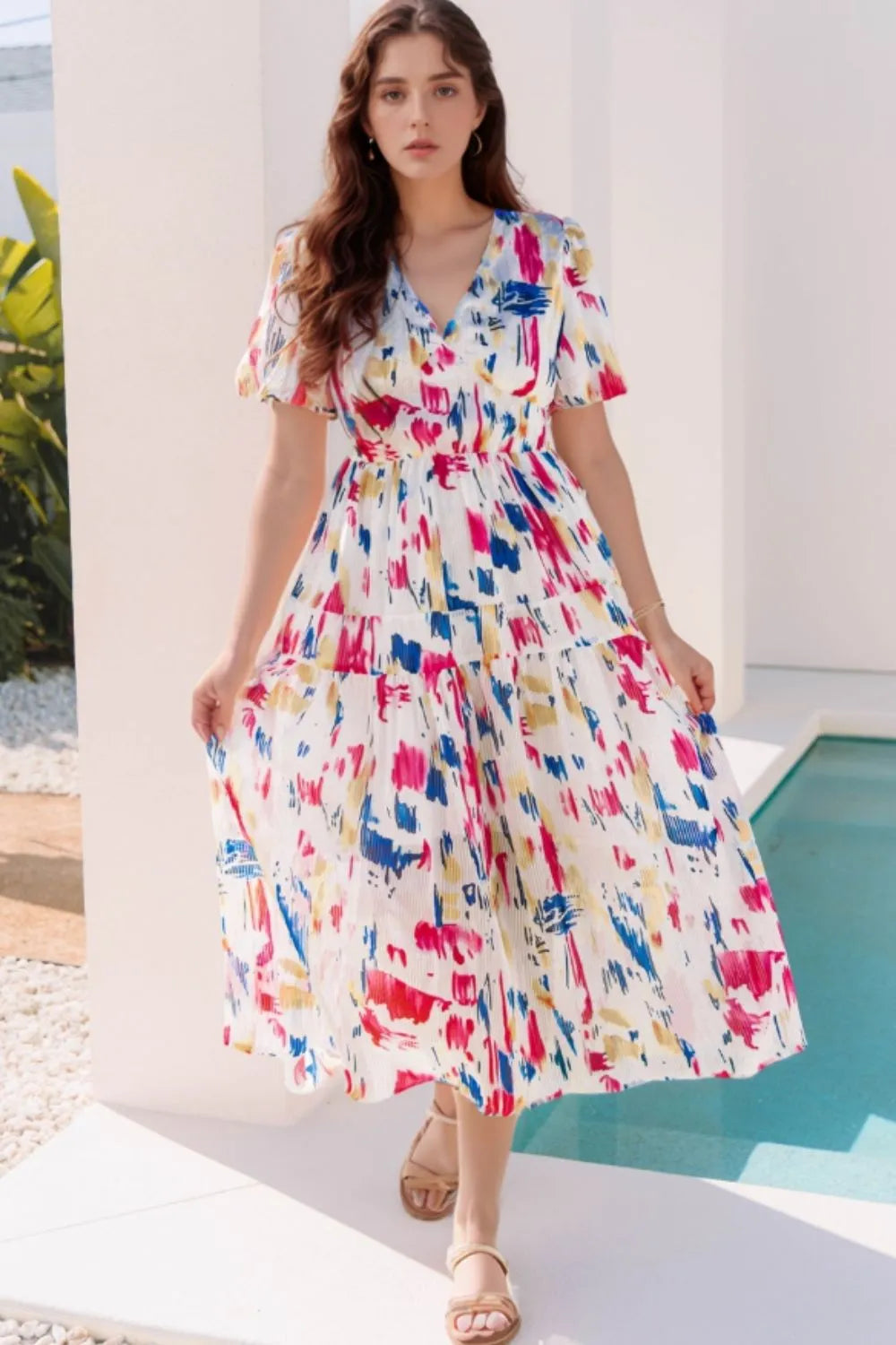 chinese dress ladies Abstract Print Long Sleeve Maternity Maxi Dress (Clearance) main image 0