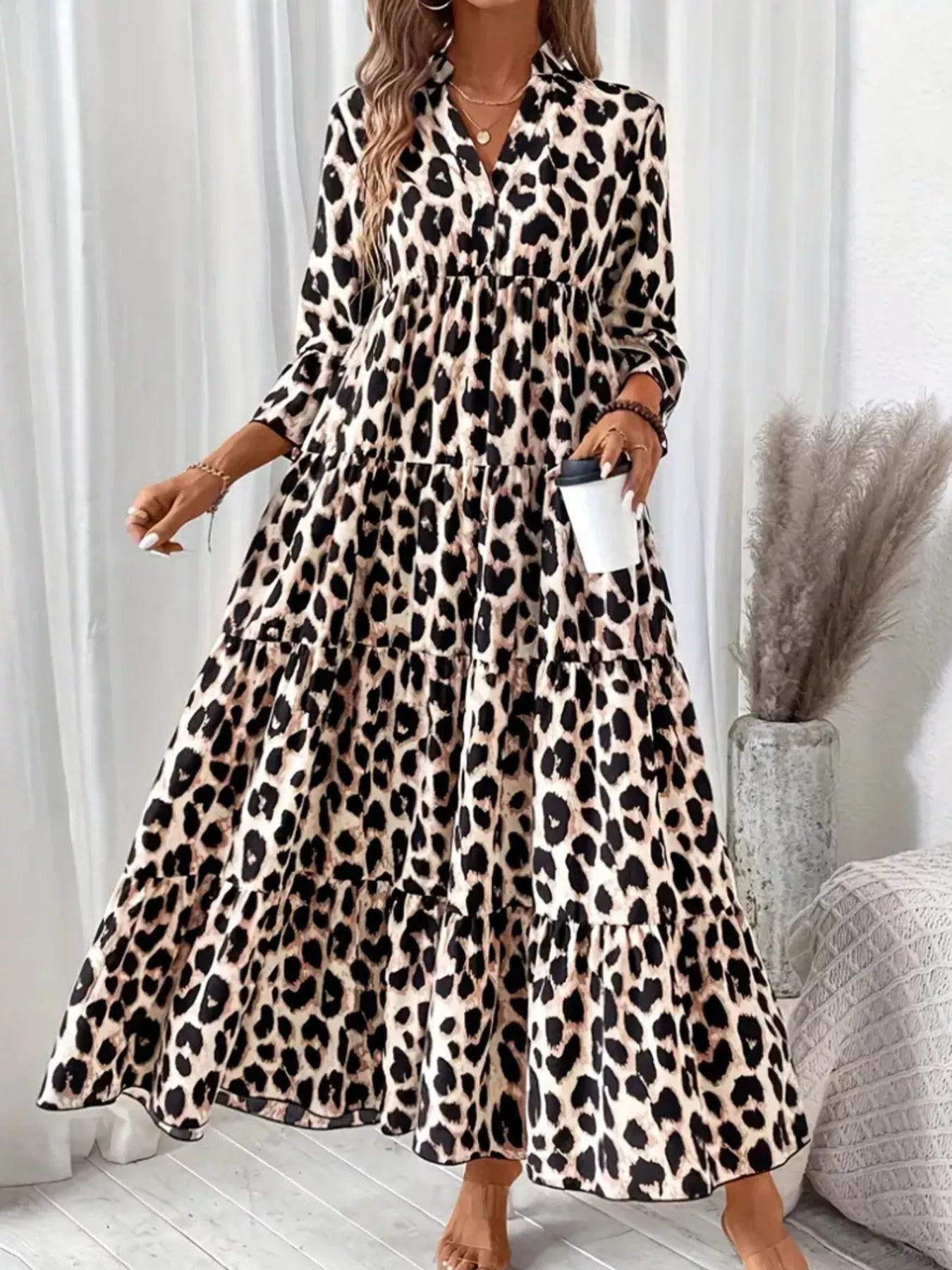 chinese dress ladies Meradith Leopard Print Midi Dress main image 1