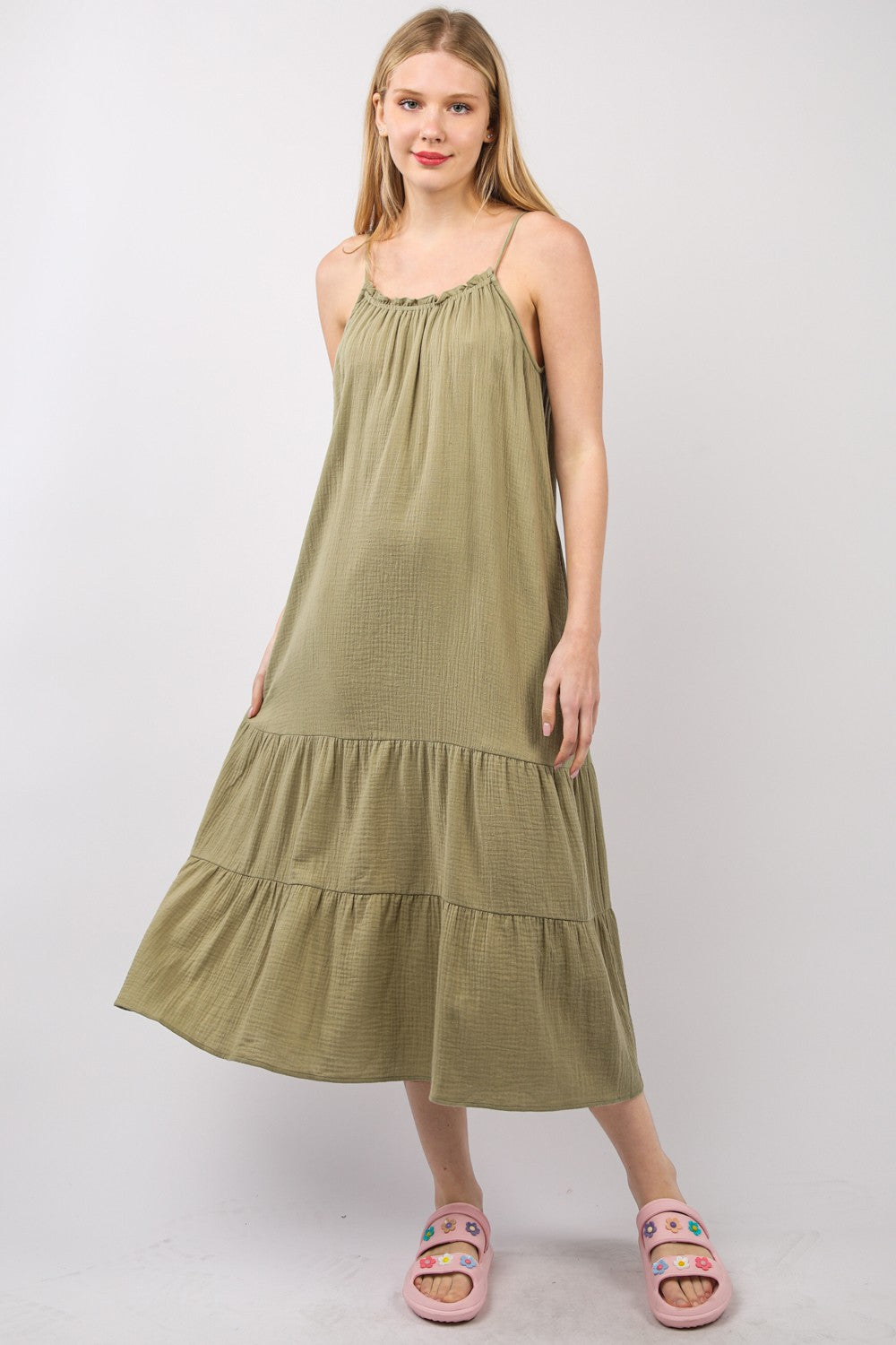 VERY J Ruffled A-Line Midi Cami Dress  Charming Charlie