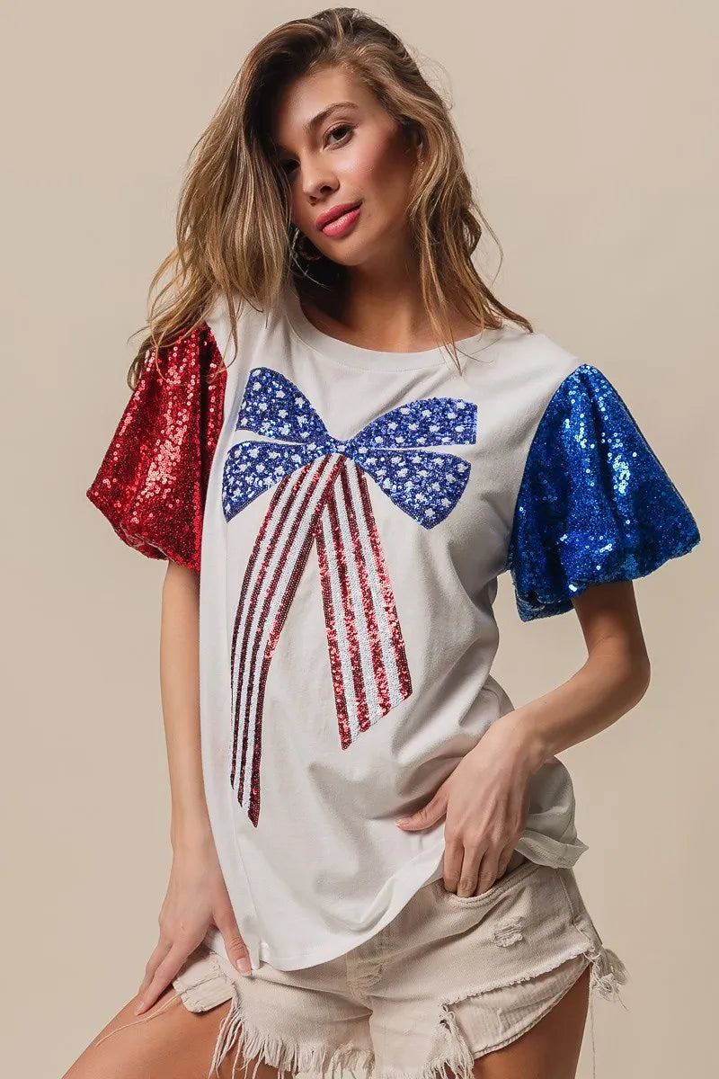 Grace+Emma Sequin USA Flag Top