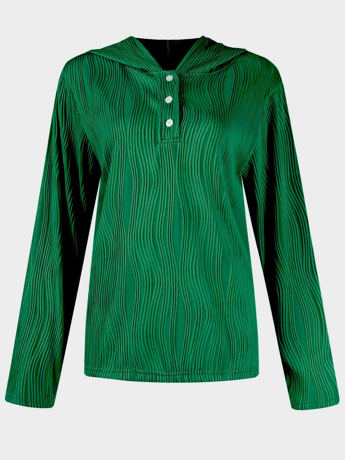 Textured Long Sleeve Hoodie - Charming Charlie
