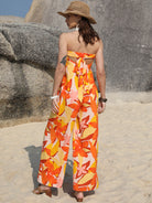Tied Printed Tube Wide Leg Jumpsuit - Charming Charlie