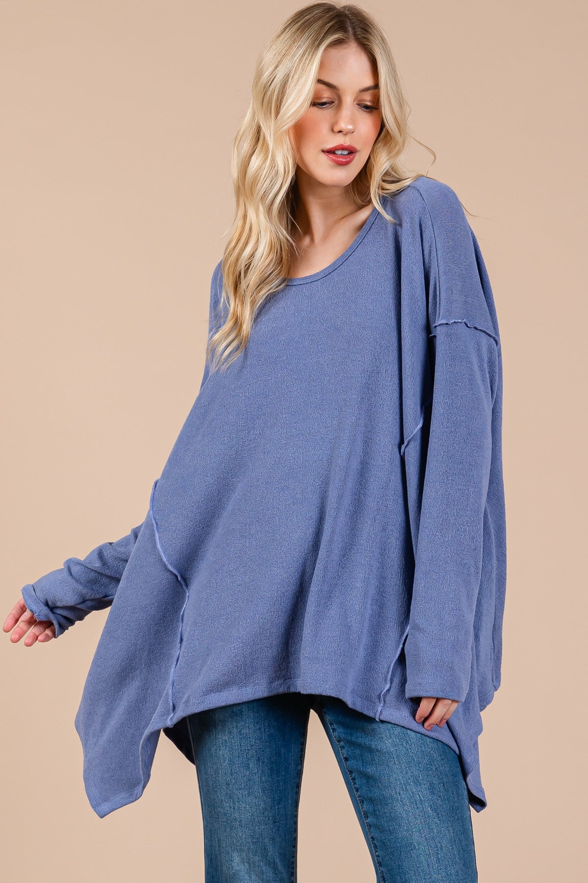 Ces Femme Asymmetrical Long Sleeve top - Charming Charlie