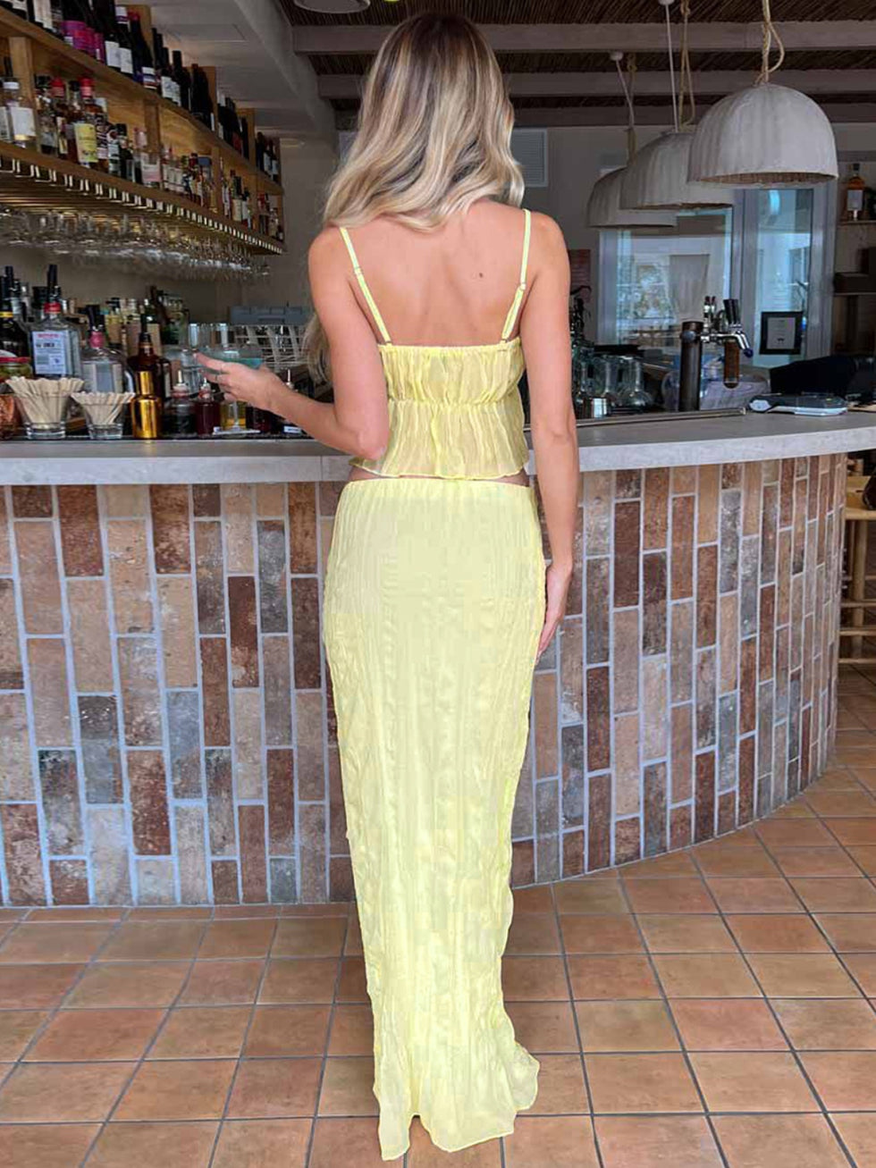 Sleeveless Square-Neck Skirt Set