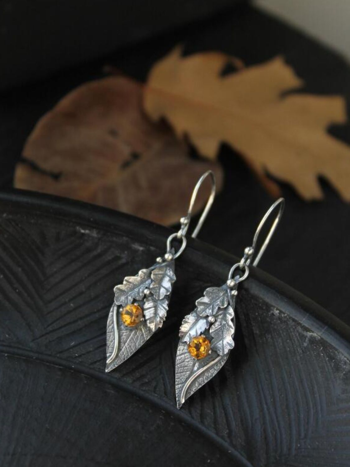 Alloy Rhinestone Leaf Shape Earrings - Charming Charlie