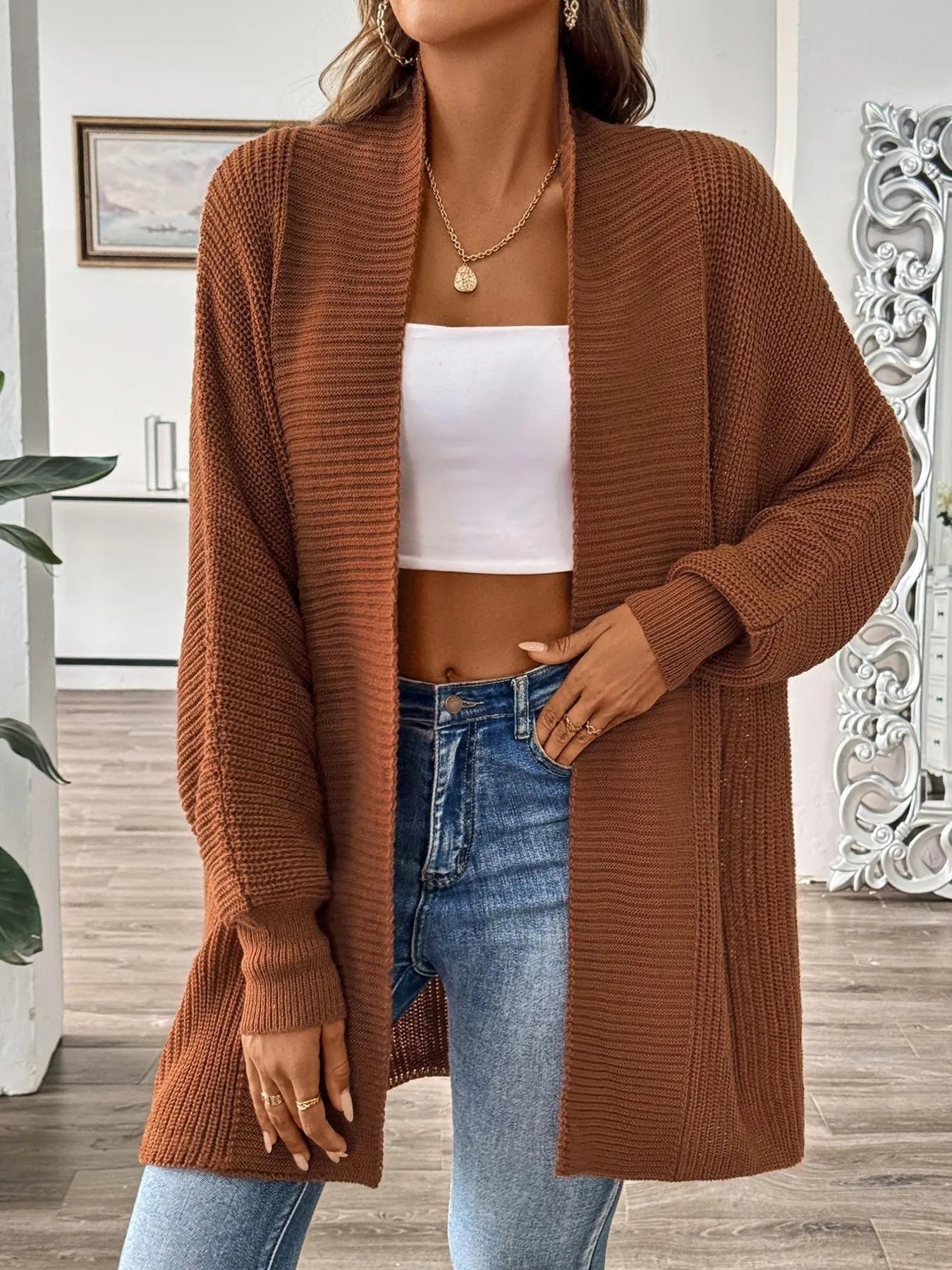 Oversized Knit Open Front Cardigan – Charming Charlie