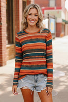 Keep Me Guessing Teal Herringbone Long Sleeve - Charming Charlie
