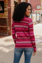 Keep Me Guessing Magenta Herringbone Long Sleeve - Charming Charlie