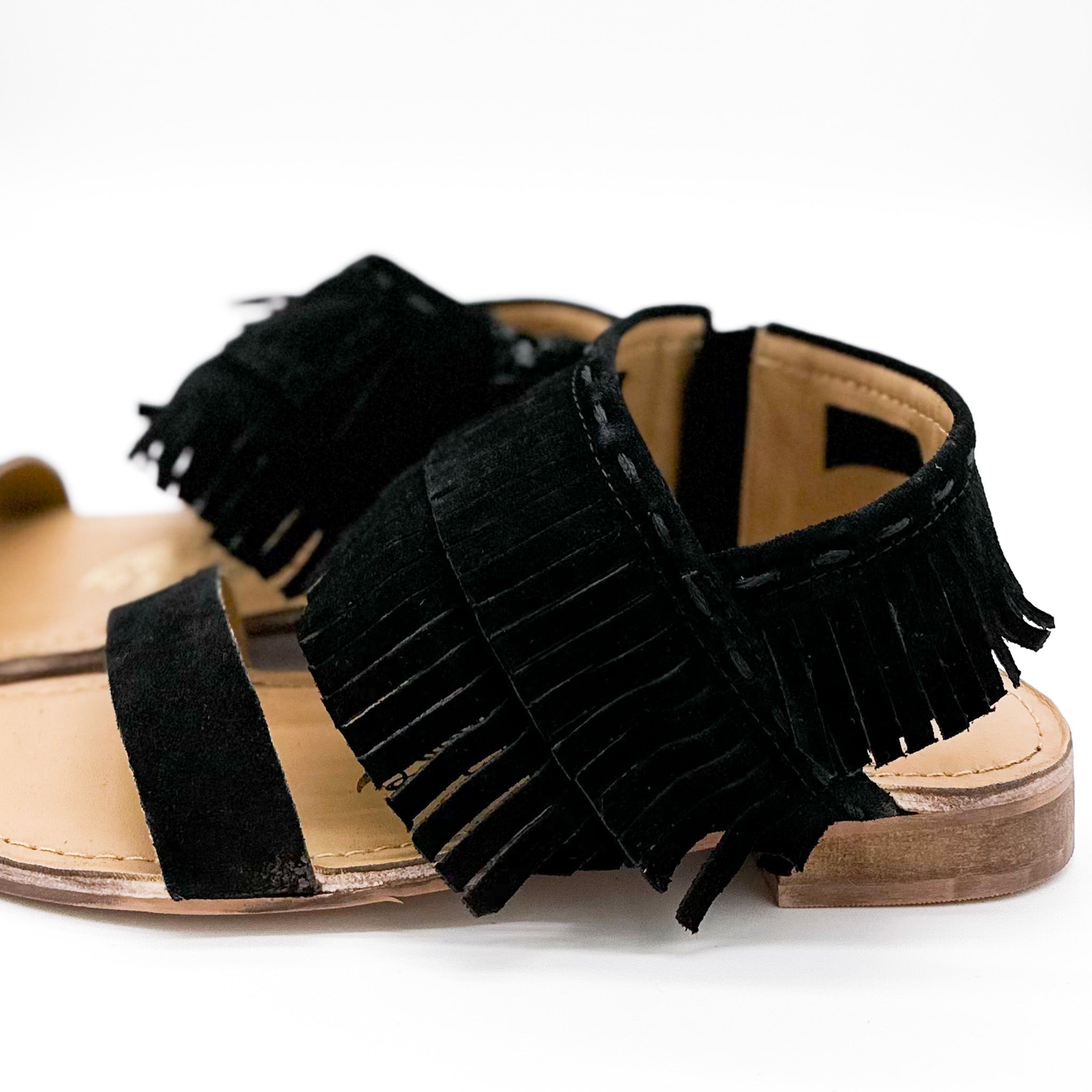 Fringe Star Sandal in Black - Charming Charlie