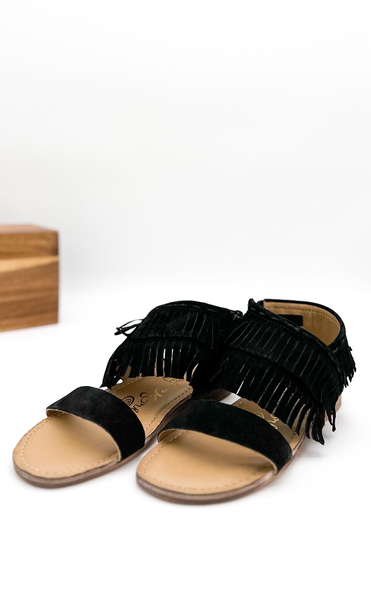 Fringe Star Sandal in Black - Charming Charlie