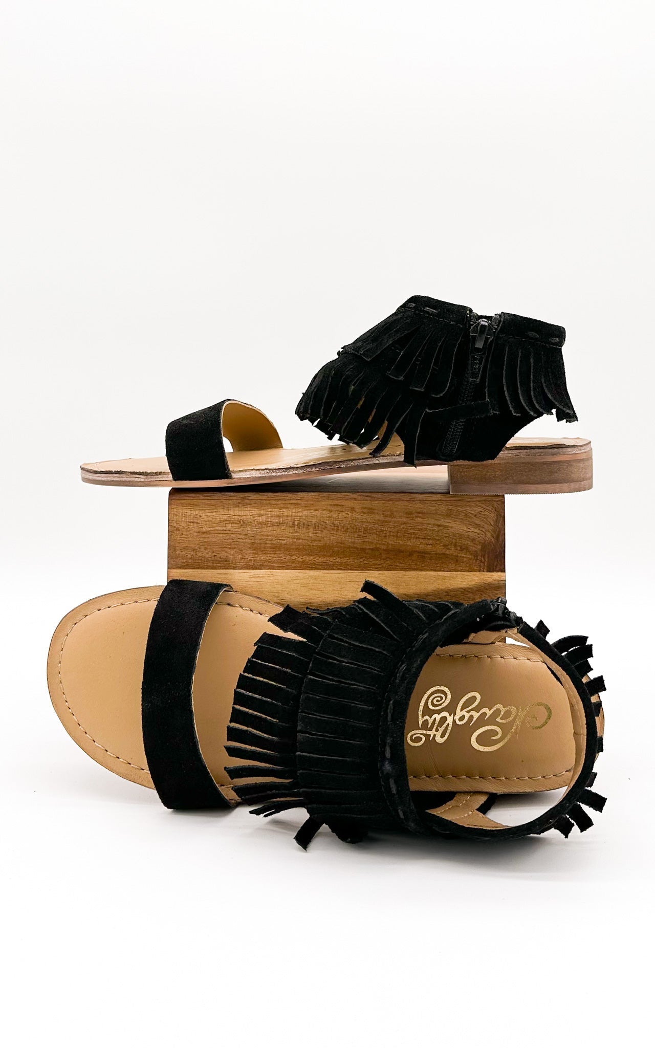 Fringe Star Sandal in Black - Charming Charlie