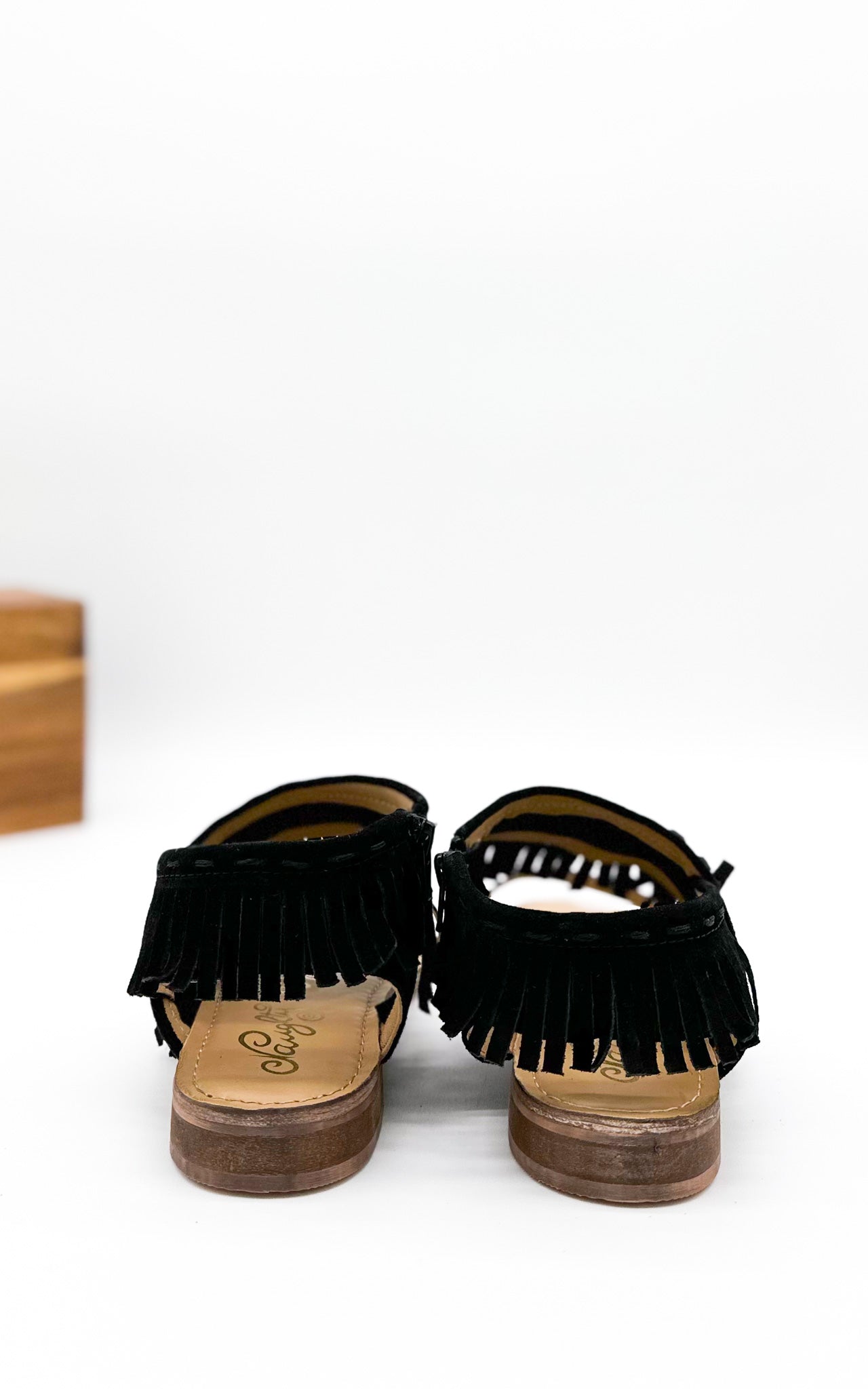Fringe Star Sandal in Black - Charming Charlie