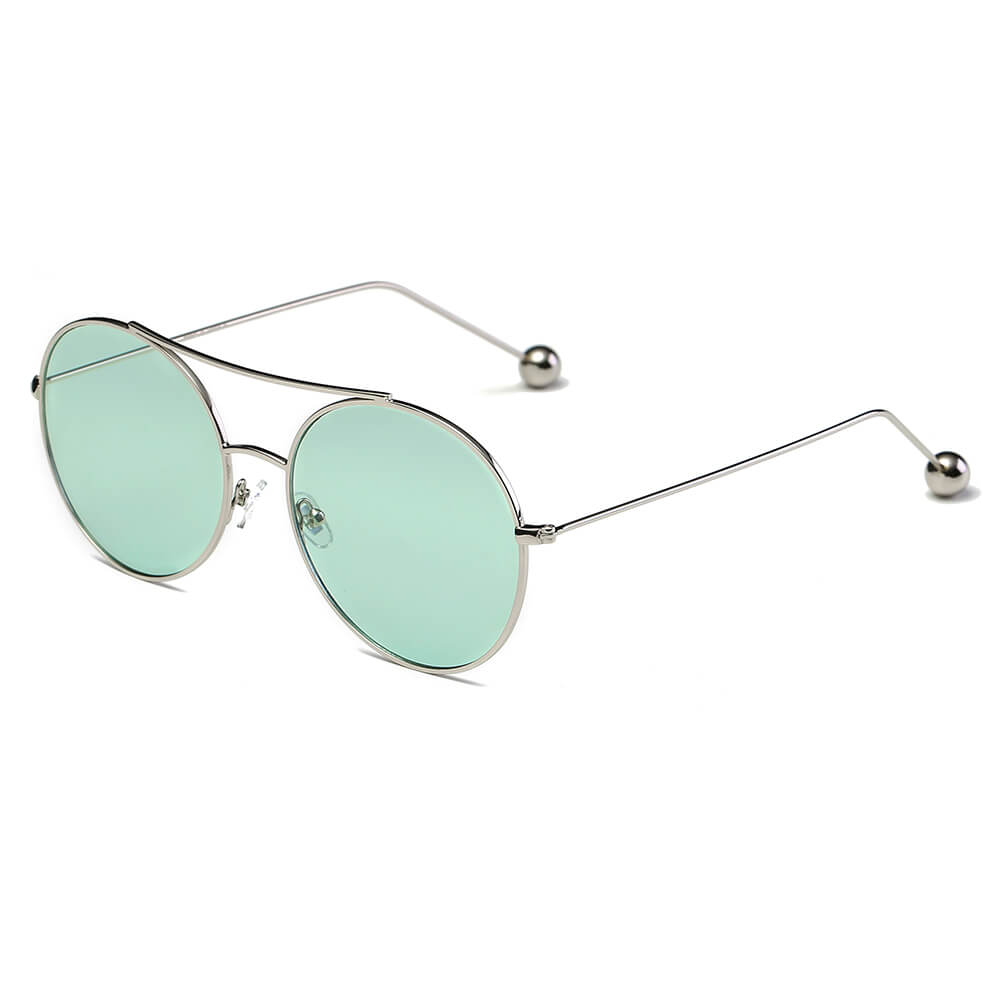 EUREKA | S1016 - Unisex Round Tinted Lens Aviator Clear Glasses Balled Sunglasses - Cramilo Eyewear - Stylish Trendy Affordable Sunglasses Clear Glasses Eye Wear Fashion