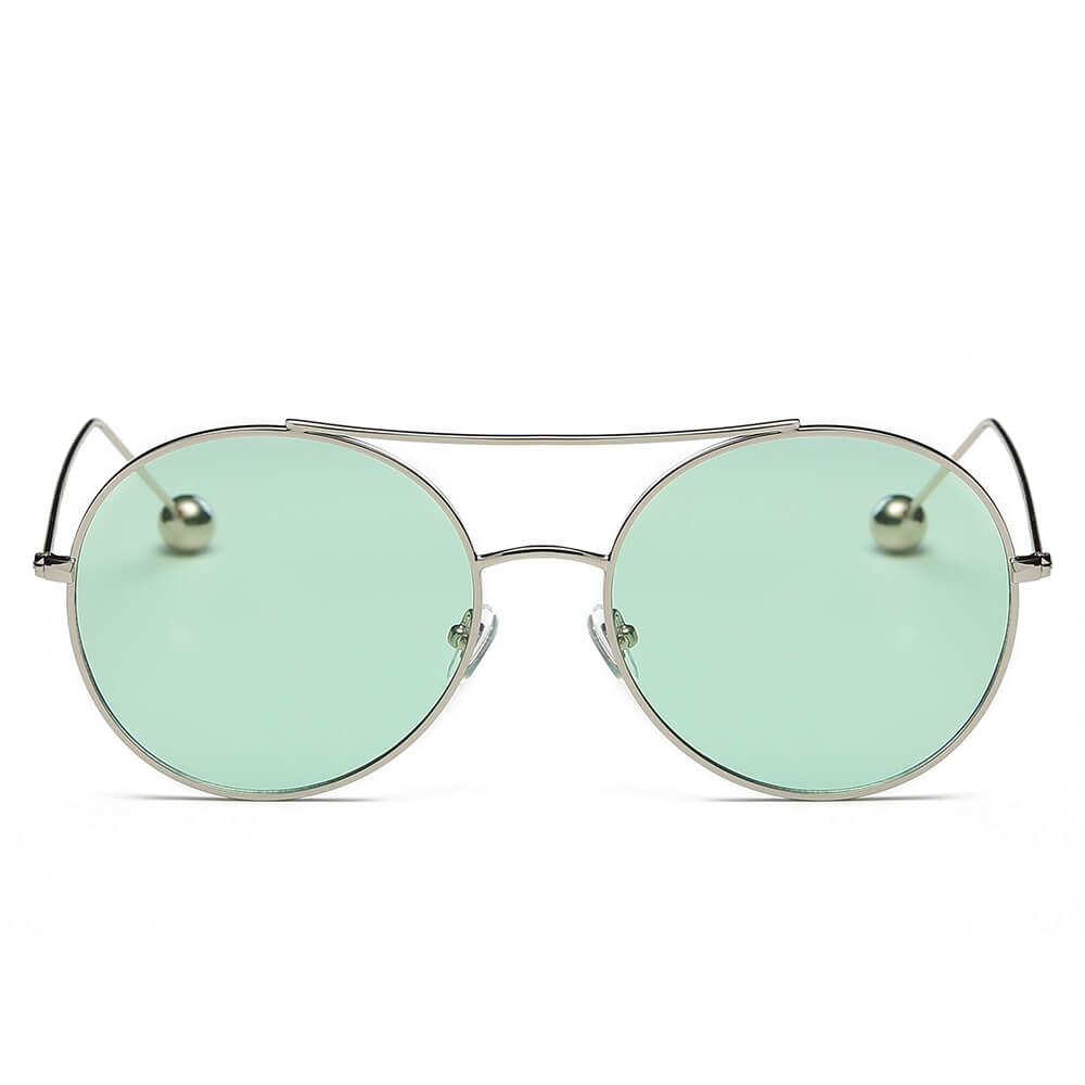 EUREKA | S1016 - Unisex Round Tinted Lens Aviator Clear Glasses Balled Sunglasses - Cramilo Eyewear - Stylish Trendy Affordable Sunglasses Clear Glasses Eye Wear Fashion