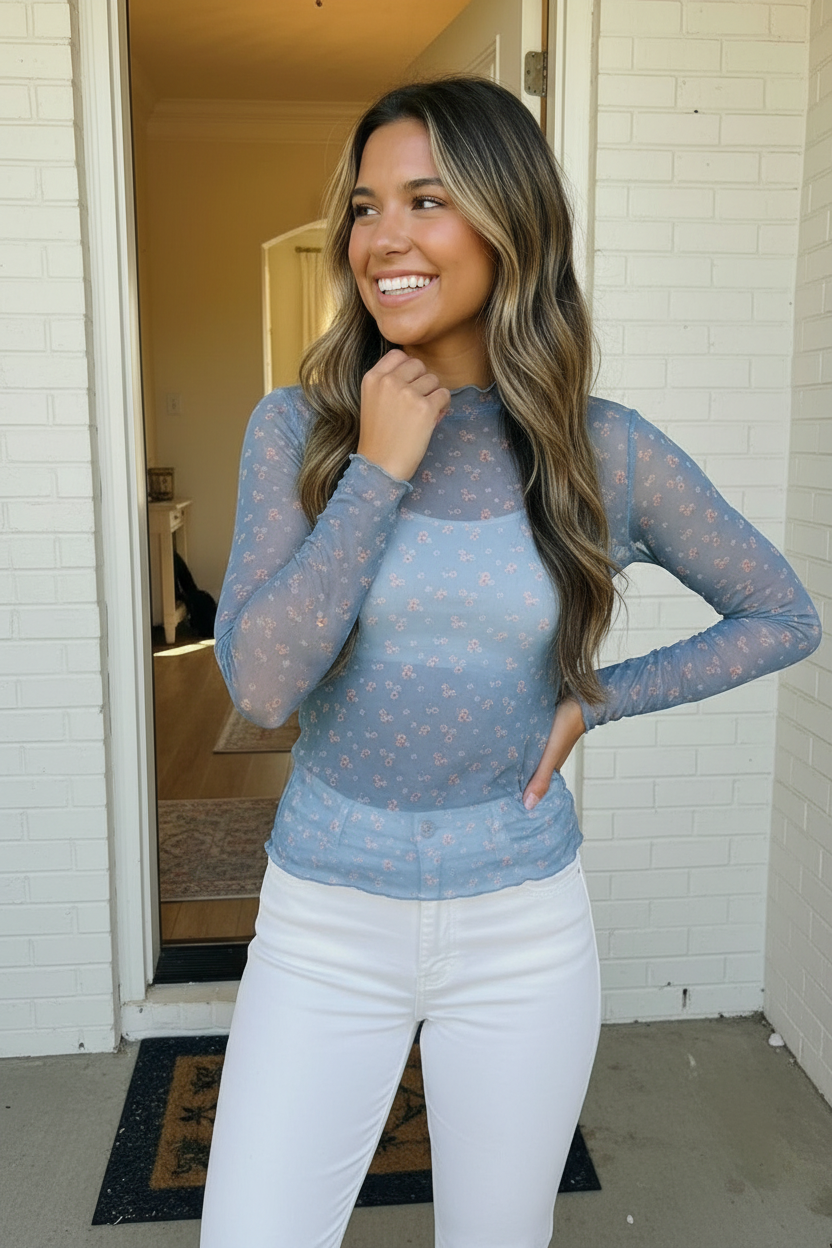 Oh My Darling Floral Mesh Top - Charming Charlie