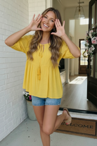 The Bee's Knees Yellow Peplum - Charming Charlie