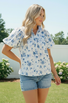 Sweet in Blue Floral Puff Sleeve Babydoll Top - Charming Charlie