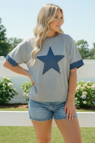 Reach For The Stars Denim Patch Sweatshirt Top - Charming Charlie