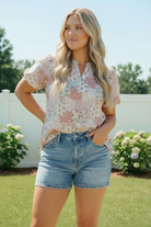 Patchwork Floral Puff Sleeve Top - Charming Charlie
