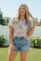 Patchwork Floral Puff Sleeve Top - Charming Charlie