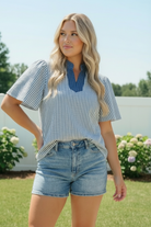Breezy Stripe Flutter Sleeve Top - Charming Charlie