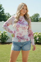 Garden Party Floral Mesh Long Sleeve Top - Charming Charlie