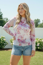 Garden Party Floral Mesh Long Sleeve Top - Charming Charlie