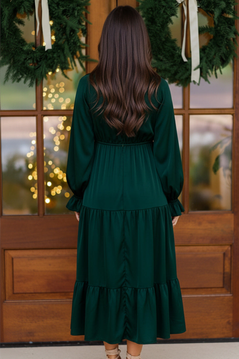 Goddess Grove Green Satin Maxi Dress - Charming Charlie