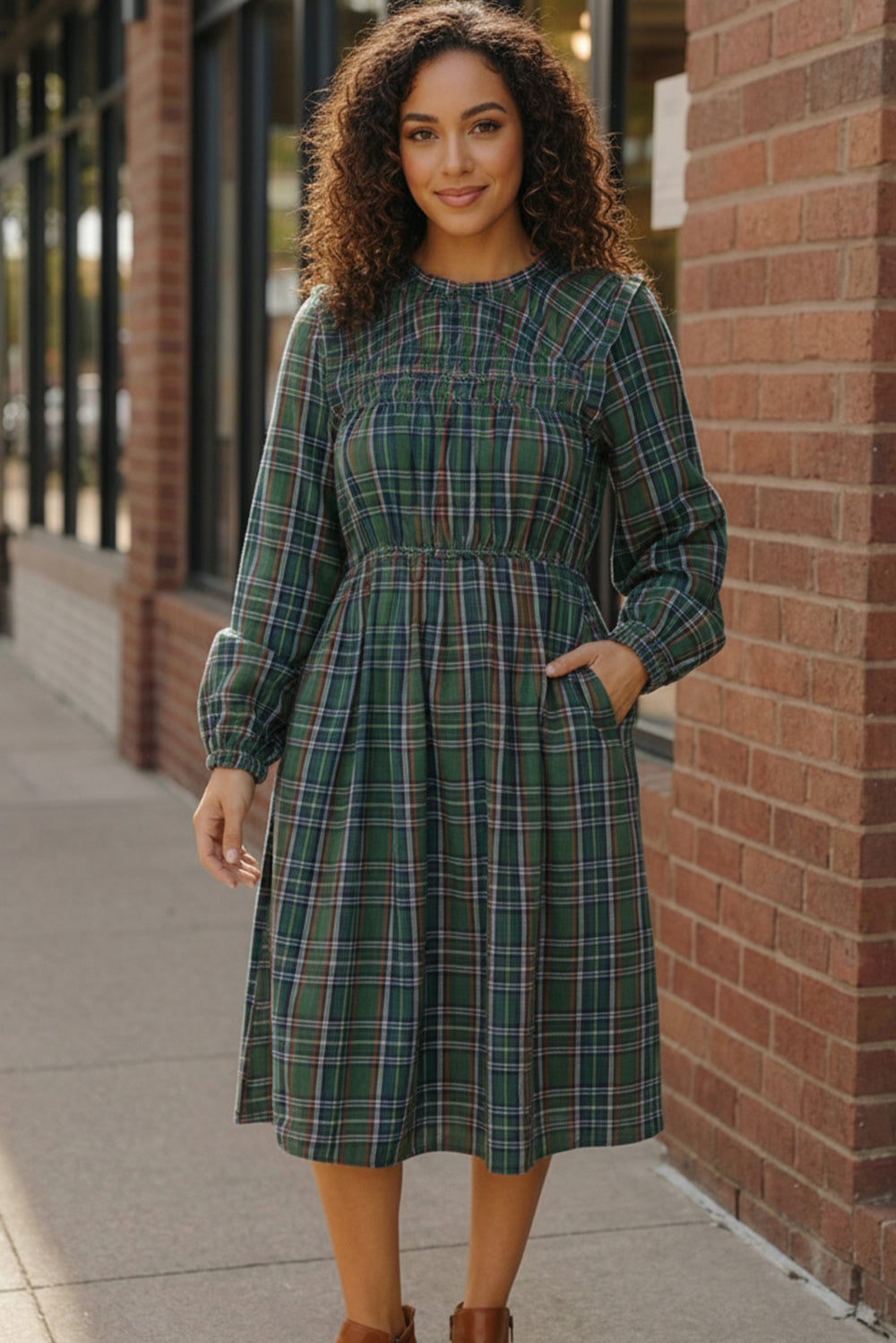 Cedar Lane Plaid Midi Dress - Charming Charlie