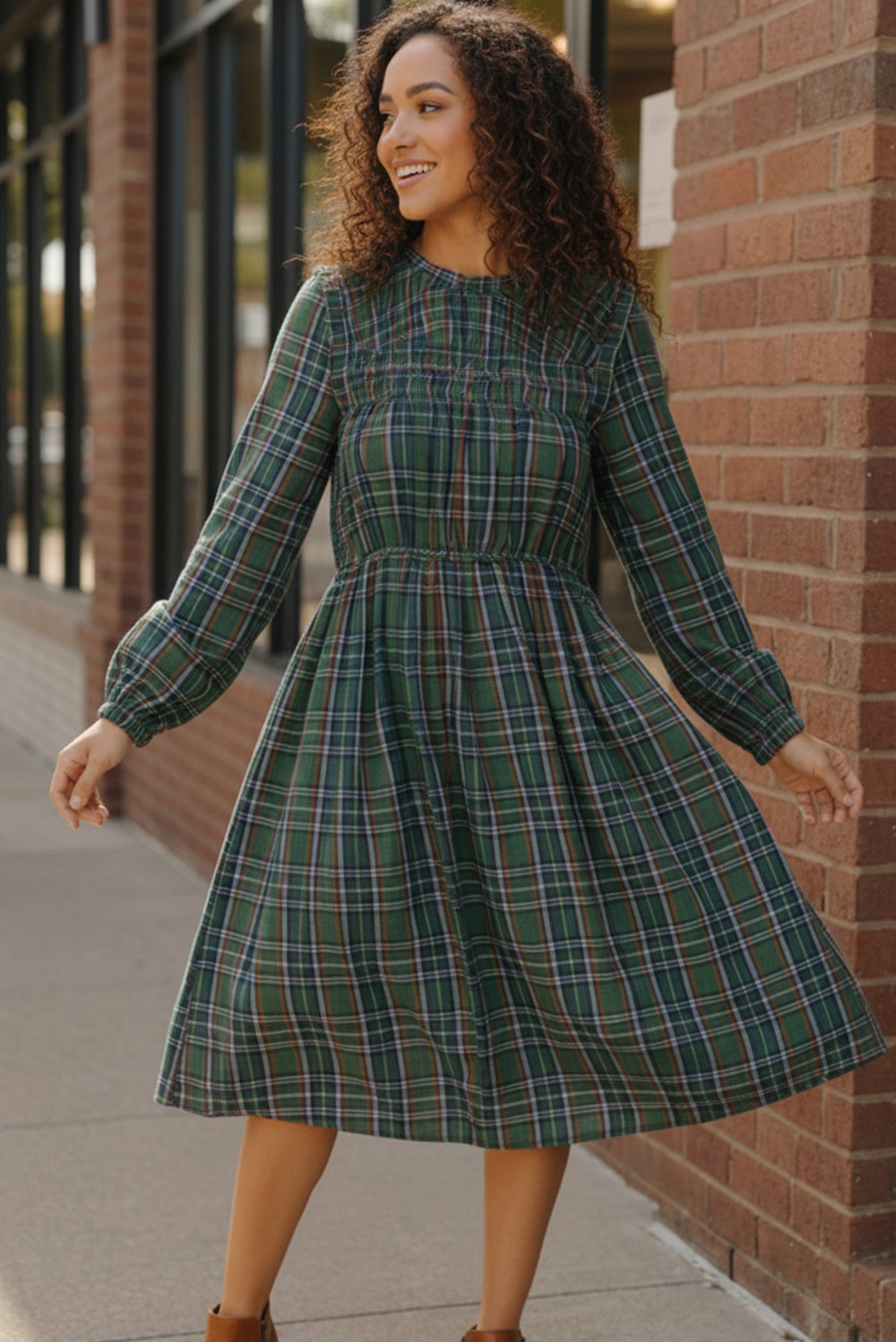 Cedar Lane Plaid Midi Dress - Charming Charlie