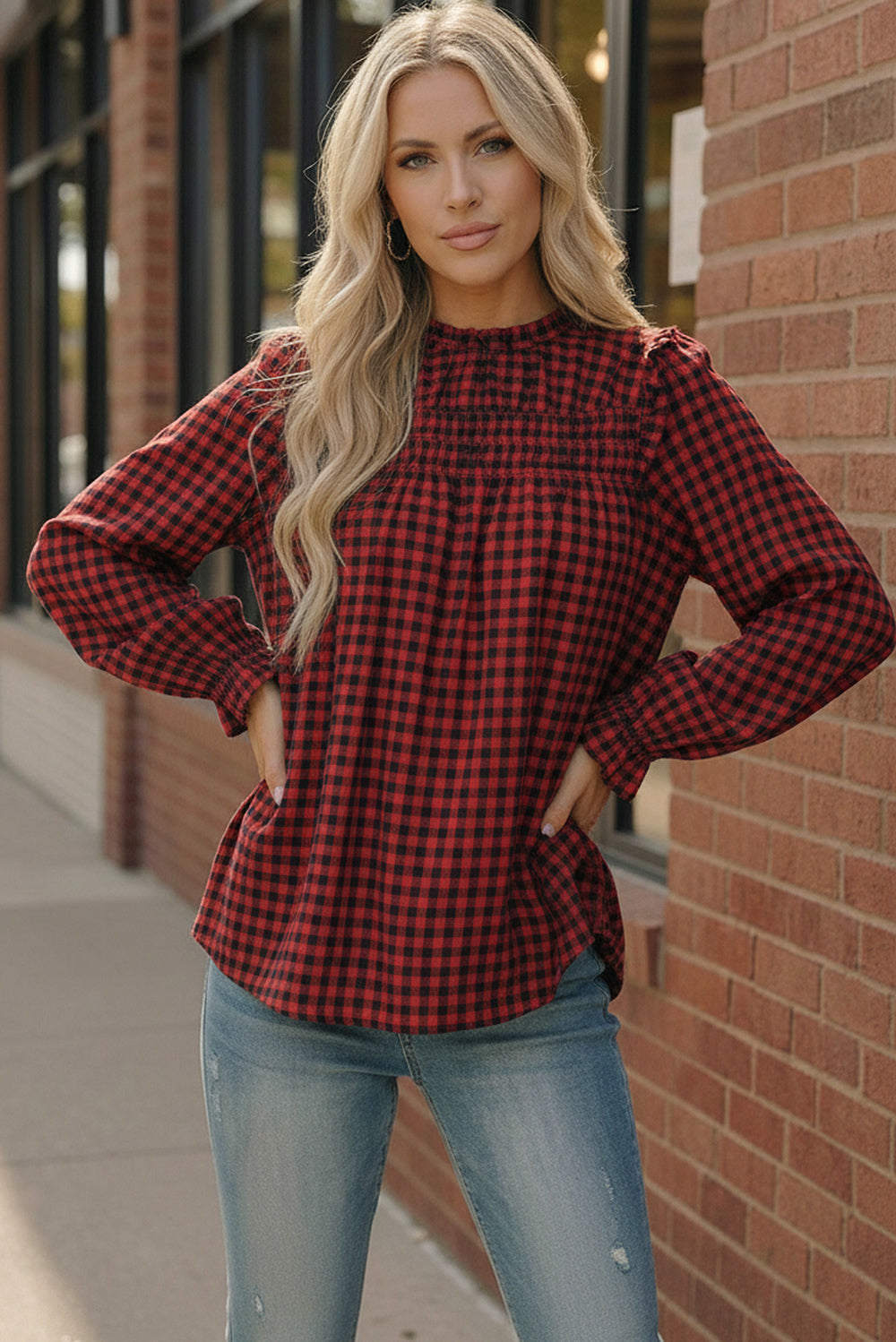 Wildwood Check Red Smock - Charming Charlie
