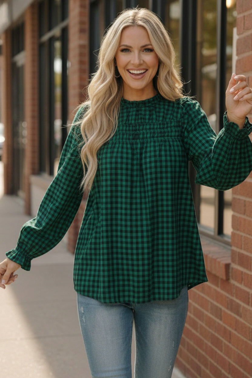 Wildwood Check Green Smock - Charming Charlie