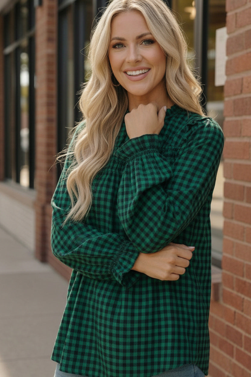 Wildwood Check Green Smock - Charming Charlie