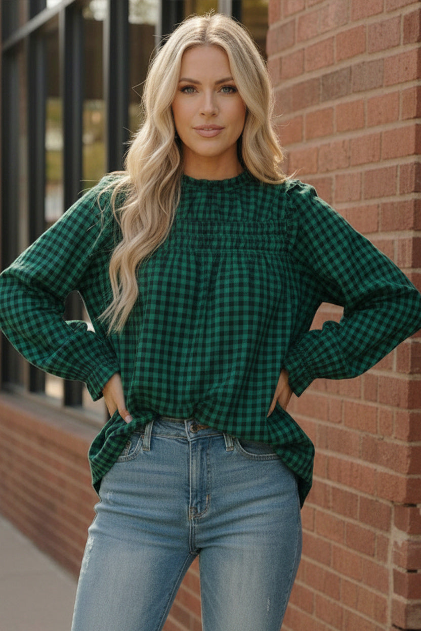 Wildwood Check Green Smock - Charming Charlie