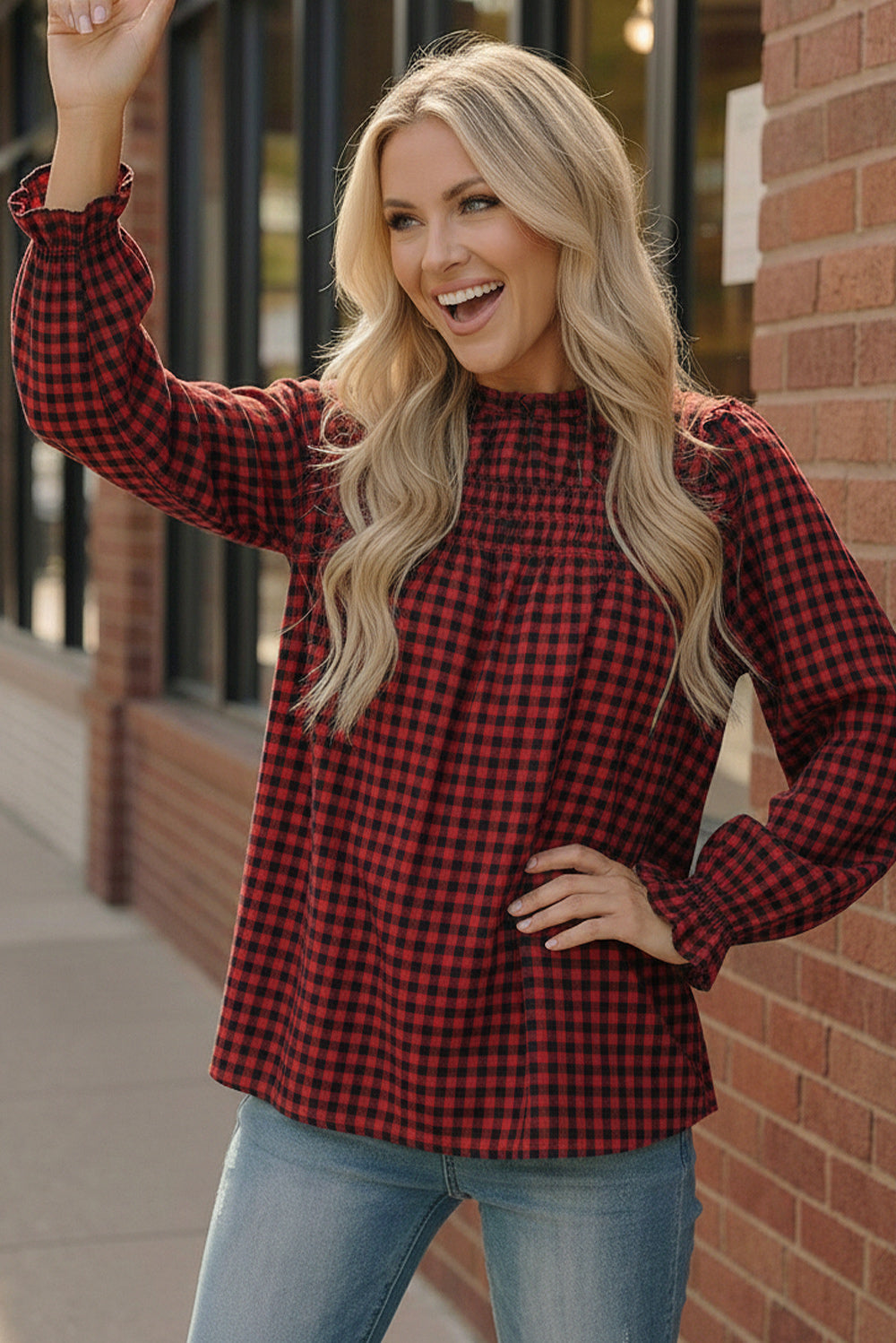 Wildwood Check Red Smock - Charming Charlie