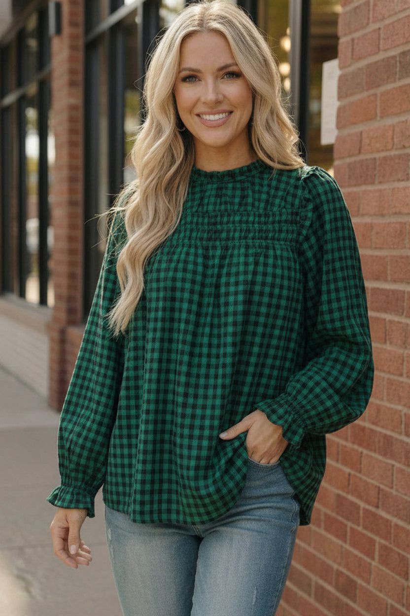 Wildwood Check Green Smock - Charming Charlie
