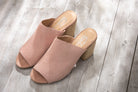 Helena Heeled Sandal in Blush Suede - Charming Charlie