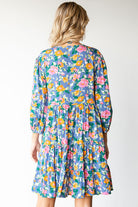 Boho Vibes Cotton Floral Button Down 3/4 Sleeve Tiered Dress - Charming Charlie