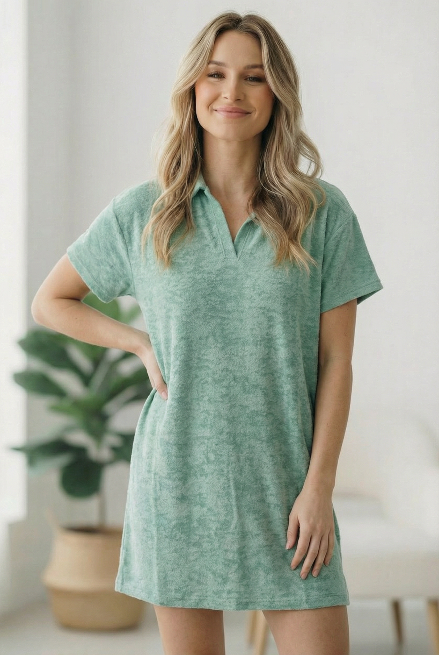 Got Green Light Textured Lounge Dress - Charming Charlie