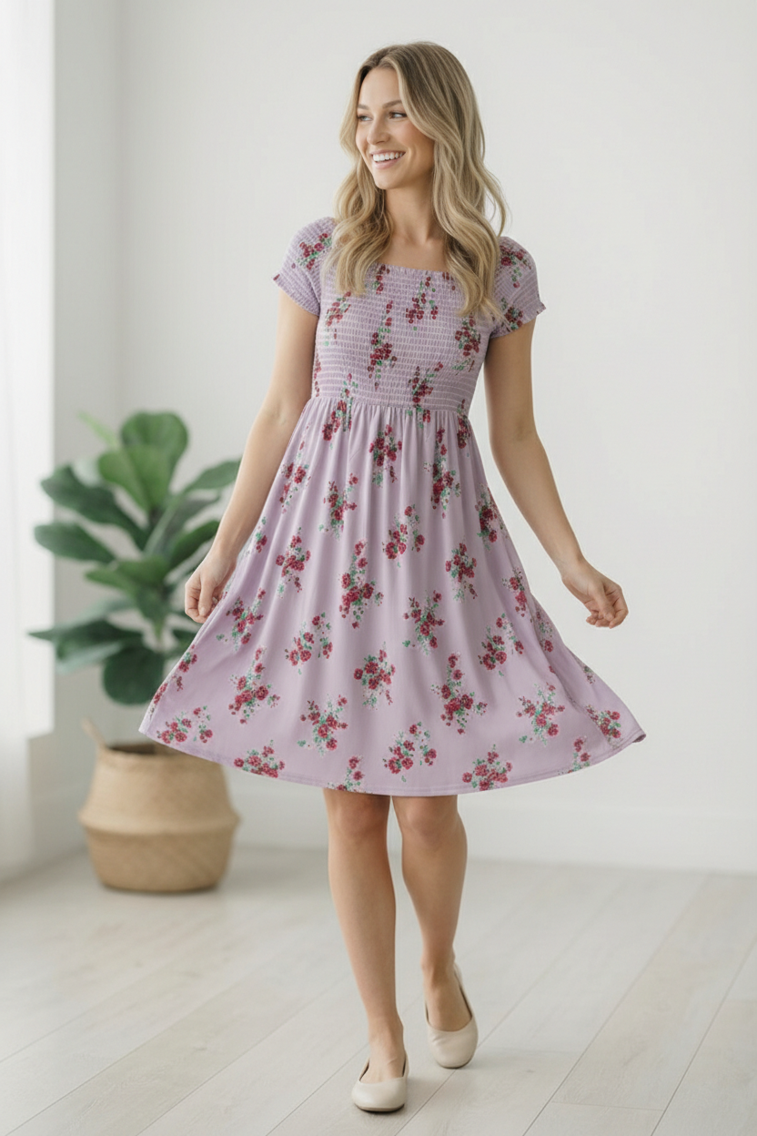 My Favorite Chapter Lilac Floral Dress - Charming Charlie