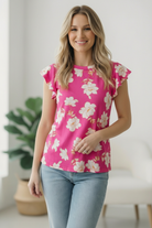 Flutter Into Spring Pink Floral Top - Charming Charlie